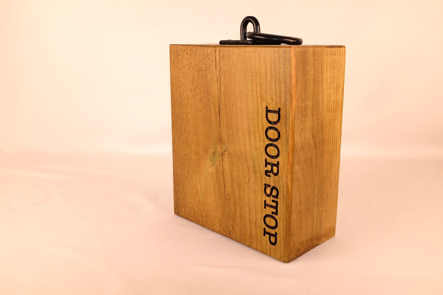 Rustic Solid Wood Block Door Stop with Handle