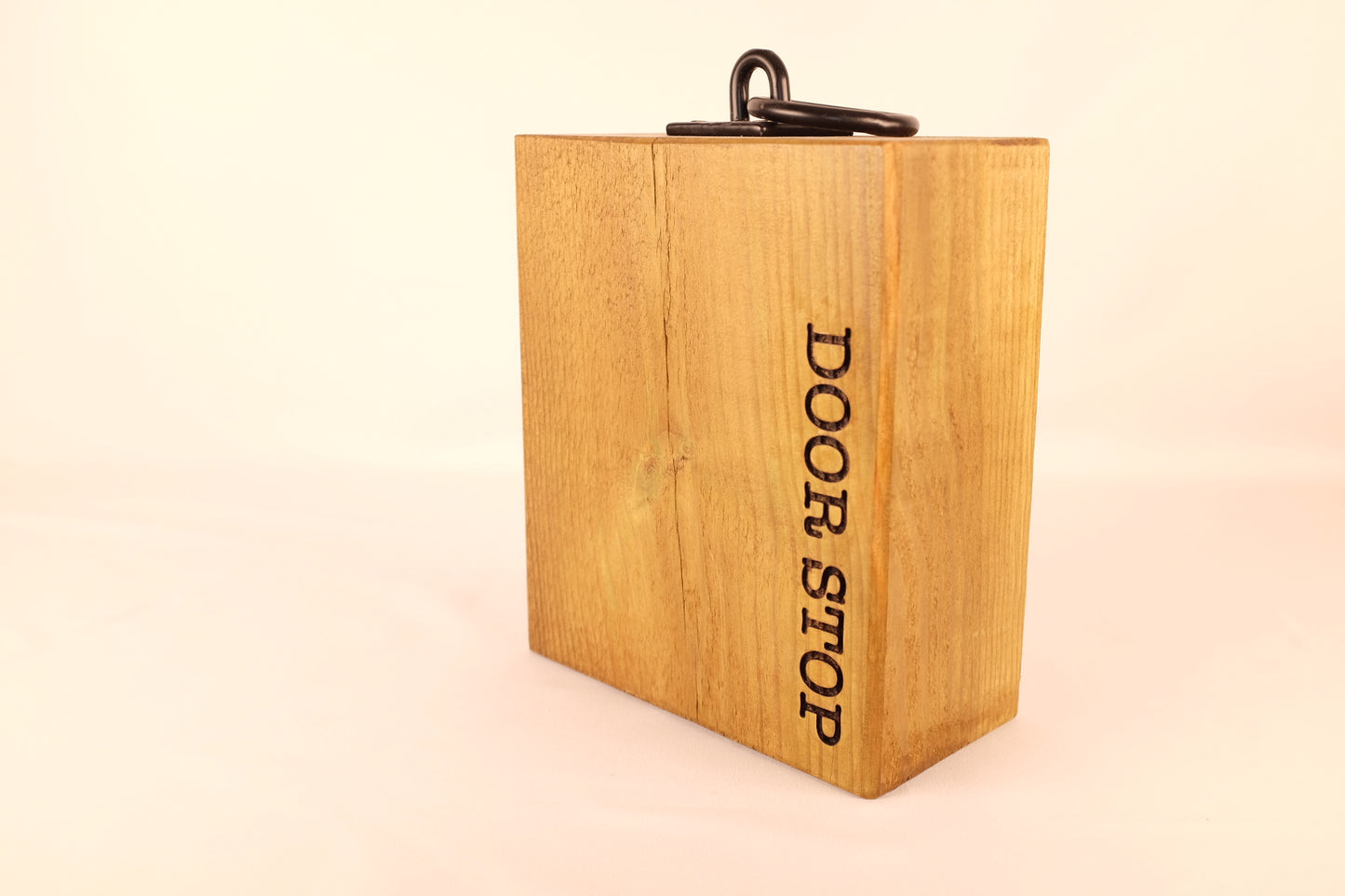 Rustic Solid Wood Block Door Stop with Handle