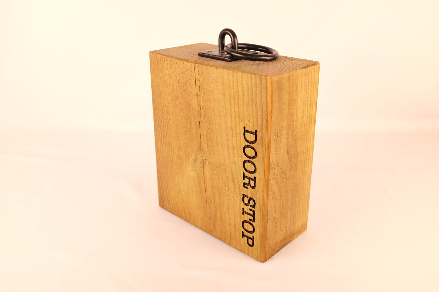 Rustic Solid Wood Block Door Stop with Handle
